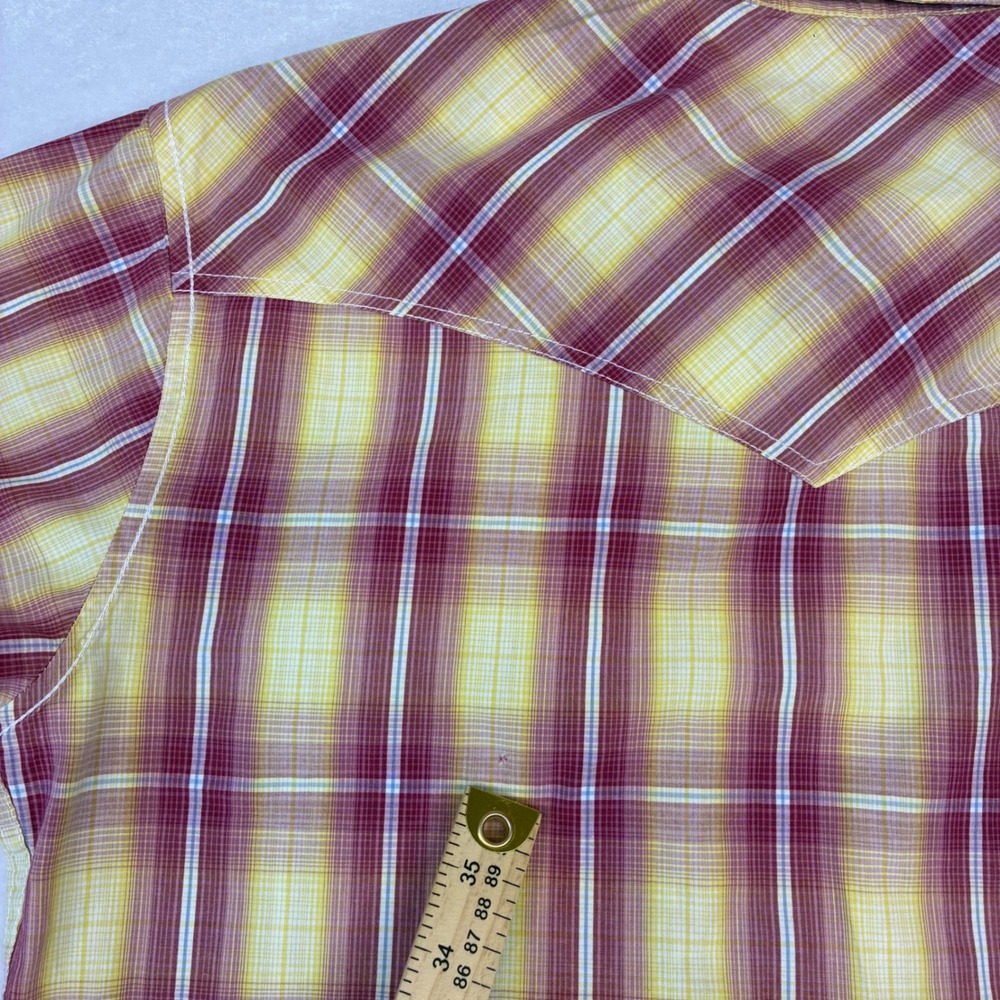 Larry Mahan Western Shirt Mens Small Yellow Red Plaid Pearl Snap LM-1310706NS - Picture 8 of 8